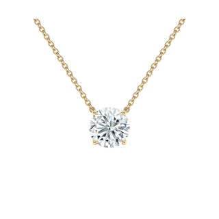 14K Gold Lab Grown Round Diamond Solitaire Pendant Necklace Prong Setting (1.00TCW-5.00TCW)