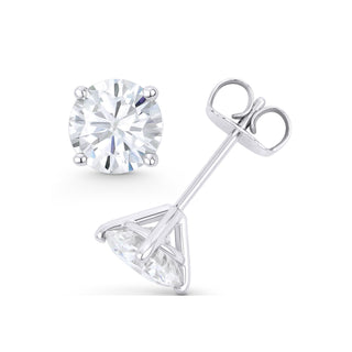 14K GOLD LAB GROWN DIAMOND MARTINI FOUR PRONG PUSHBACK STUD EARRINGS (0.50TCW-5.00TCW)