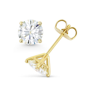 14K GOLD LAB GROWN DIAMOND MARTINI FOUR PRONG PUSHBACK STUD EARRINGS (0.50TCW-5.00TCW)