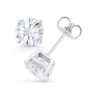 14K GOLD LAB GROWN DIAMOND CLASSIC FOUR PRONG PUSHBACK STUD EARRINGS (0.50TCW-5.00TCW)