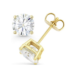14K GOLD LAB GROWN DIAMOND CLASSIC FOUR PRONG PUSHBACK STUD EARRINGS (0.50TCW-5.00TCW)