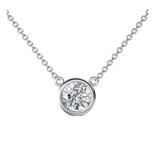 14K Gold Lab Grown Round Diamond Solitaire Pendant Necklace Bezel Setting (1.00TCW-5.00TCW)
