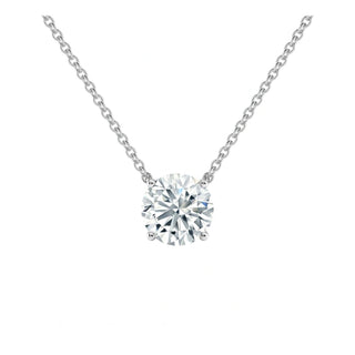 14K Gold Lab Grown Round Diamond Solitaire Pendant Necklace Prong Setting (1.00TCW-5.00TCW)