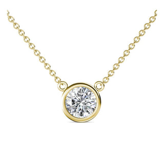 14K Gold Lab Grown Round Diamond Solitaire Pendant Necklace Bezel Setting (1.00TCW-5.00TCW)