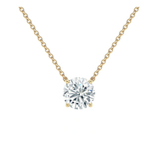 14K Gold Lab Grown Round Diamond Solitaire Pendant Necklace Prong Setting (1.00TCW-5.00TCW)