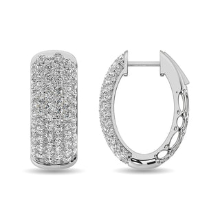Diamond 3 1/10 Ct.tw Hoop Earrings in 14K White Gold