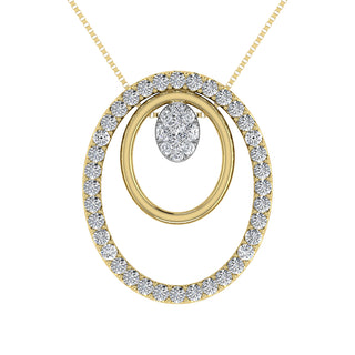 14K Yellow Gold 1/2 Ct.Tw. Round Diamond Double Oval Shape Pendant