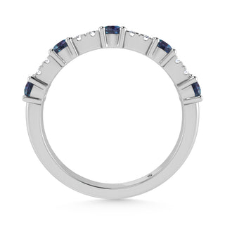 14K White Gold Diamond 5/8 Ct. Tw. Alternate Diamond and Alexandarite Stackable Band