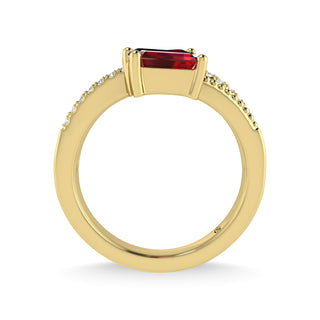 14K Yellow Gold Diamond and Ruby 1 3/8 Ct.Tw. Stackable Band