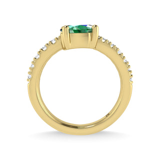 14K Yellow Gold Diamond and Emerald 1 1/3 Ct.Tw. Stackable Band