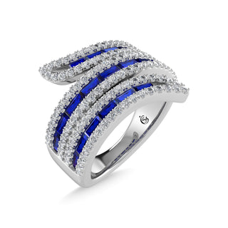 14K White Gold Diamond and Blue Sapphire 2 1/4 Ct.Tw. Fashion Ring