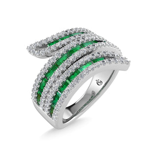 14K White Gold Diamond and Emerald 1 3/4 Ct.Tw. Fashion Ring