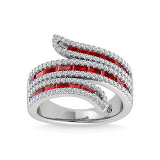 14K White Gold Diamond and Ruby 2 1/4 Ct.Tw. Fashion Ring
