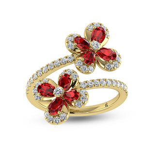 14K Yellow Gold Diamond 2 1/4 Ct.Tw.  & Ruby Fashion Ring