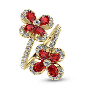 14K Yellow Gold Diamond 2 1/4 Ct.Tw.  & Ruby Fashion Ring