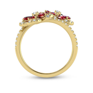 14K Yellow Gold Diamond 2 1/4 Ct.Tw.  & Ruby Fashion Ring