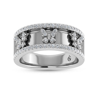 14K White Gold Diamond 1/3 Ct.Tw. Butterfly Fashion Ring