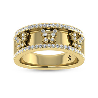 14K Yellow Gold Diamond 1/3 Ct.Tw. Butterfly Fashion Ring