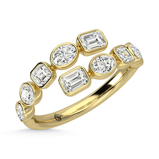 14K Yellow Gold Diamond 1 3/8 Ct.Tw. Fancy Cut Fashion Ring