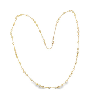 14K GOLD LAB GROWN DIAMONDS BY THE YARD NECKLACE FANCY 4 STATIONS (4.00TCW-6.00TCW)