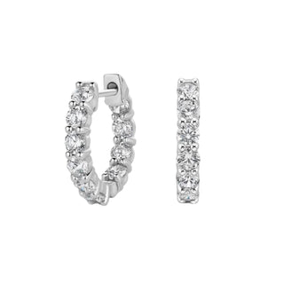14K GOLD LAB  GROWN DIAMOND INSIDE OUTSIDE WIDE HOOPS (4.00TCW-7.00TCW)