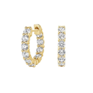 14K GOLD LAB  GROWN DIAMOND INSIDE OUTSIDE WIDE HOOPS (4.00TCW-7.00TCW)