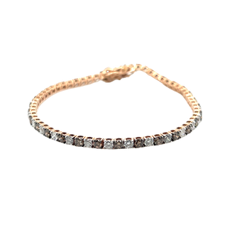 14K ROSE GOLD CHAMPAGNE/WHITE DIAMOND TENNIS BRACELET 5.25CT