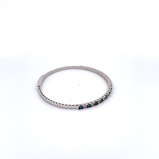 14K WHITE/BLUE DIAMOND FLEXIBLE BANGLE 2.00 CARATS
