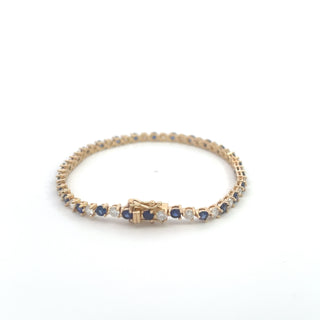 14K YELLOW GOLD LAB GROWN DIAMOND & SAPPHIRE BRACELET 5CT