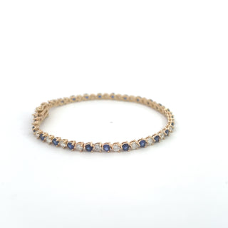 14K YELLOW GOLD LAB GROWN DIAMOND & SAPPHIRE BRACELET 5CT