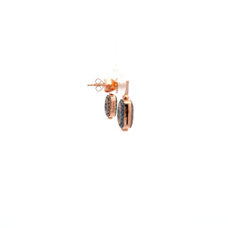 14K ROSE GOLD CHOCOLATE/BLUE SQUARE DIAMOND REVERSIBLE EARRINGS 2.50 CTS
