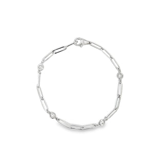 14K W/G DIAMOND PAPERCLIP BRACELET 0.35 CT