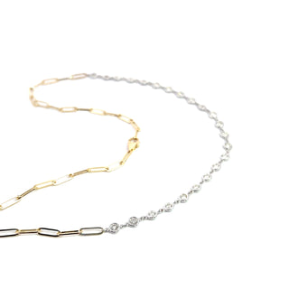 14K GOLD BEZEL BY THE YARD PAPERCLIP NECKLACE 2.25 CTS