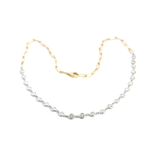 14K GOLD BEZEL BY THE YARD PAPERCLIP NECKLACE 2.25 CTS