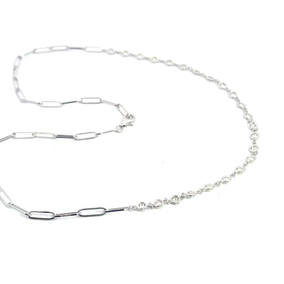 14K GOLD BEZEL BY THE YARD PAPERCLIP NECKLACE 1.50 CTS