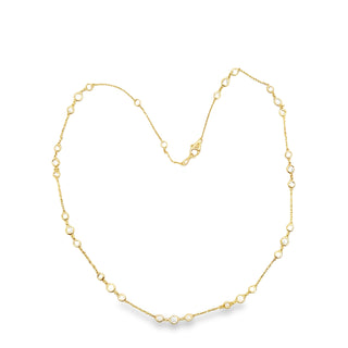 14K Y/G LAB GROWN DIAMONDS BY THE YARD NECKLACE FANCY 3 STATIONS 2.00CT