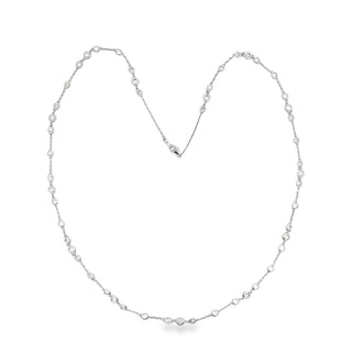 18K W/G DIAMONDS BY THE YARD NECKLACE FANCY 4 STATIONS 3.00CT
