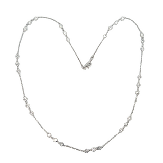 14K W/G LAB GROWN DIAMONDS BY THE YARD NECKLACE FANCY 3 STATIONS 1.50CT