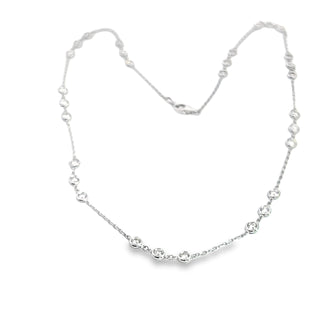 14K GOLD BEZEL BY THE YARD NECKLACE 3.00 CTS 3 STATIONS