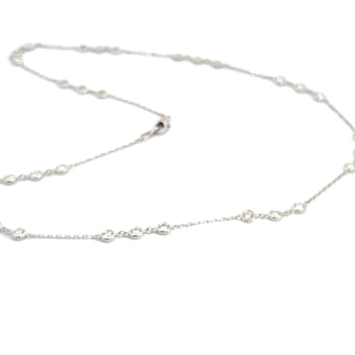 14K GOLD BEZEL BY THE YARD NECKLACE 3.00 CTS 3 STATIONS