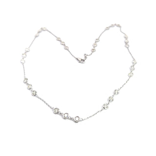 14K GOLD BEZEL BY THE YARD NECKLACE 5.00 CTS 3 STATIONS