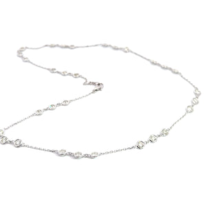 14K GOLD BEZEL BY THE YARD NECKLACE 5.00 CTS 3 STATIONS