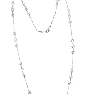 14K GOLD BEZEL BY THE YARD NECKLACE 2.50 CTS 3 STATIONS