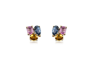 14K ROSE GOLD MULTI-SAPPHIRE EARRINGS 1.50CT