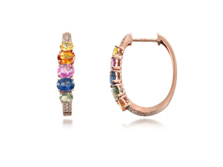 14K ROSE GOLD MULTI-SAPPHIRE FASHION EARRINGS 4.00CT