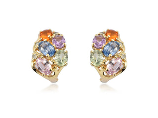 14K YELLOW GOLD MULTI-SAPPHIRE EARRINGS 2.50CT