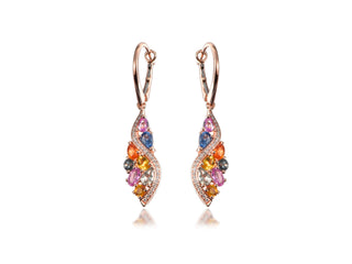 14K ROSE GOLD MULTI-SAPPHIRE EARRINGS 3.50CT