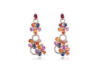 14K ROSE GOLD MULTI-SAPPHIRE EARRINGS 5.75CT