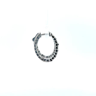 14K WHITE/BLACK DIAMOND INSIDE OUT HOOP EARRINGS 1.00 CARAT