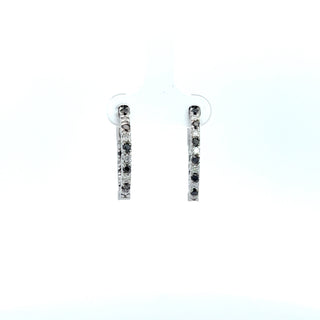 14K WHITE/BLACK DIAMOND INSIDE OUT HOOP EARRINGS 1.00 CARAT